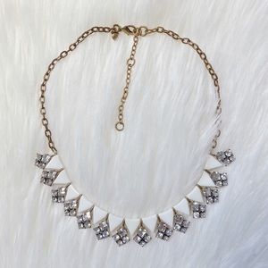 J Crew Statement Necklace with Gems White Stones
